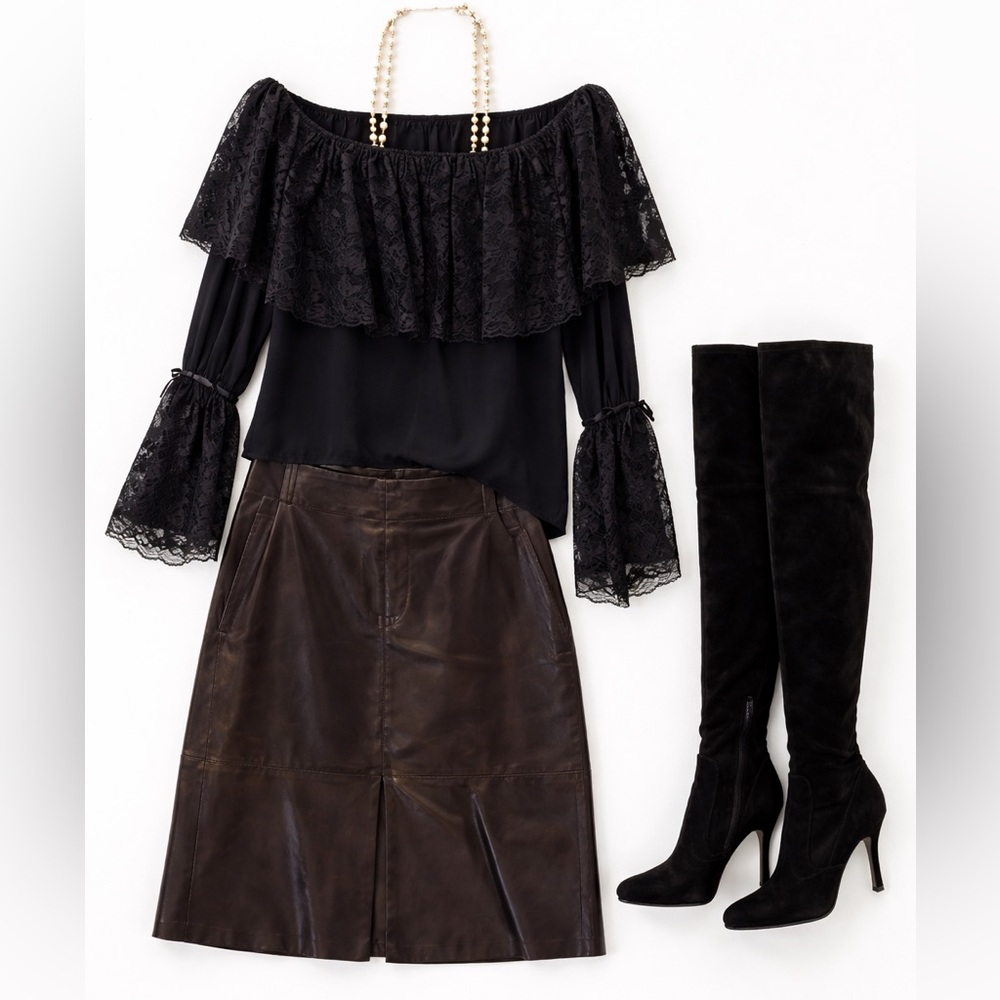 Banana Republic Black Leather Pencil Skirt